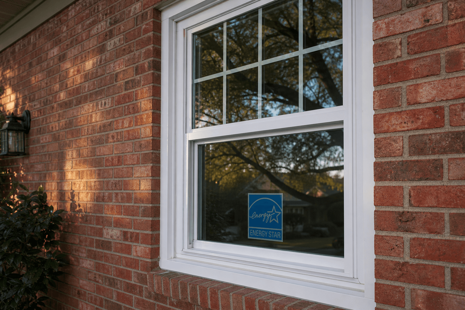 Newly installed energy-efficient double-hung window in a Houston home by Texas Premier Contractors certified Pella installer